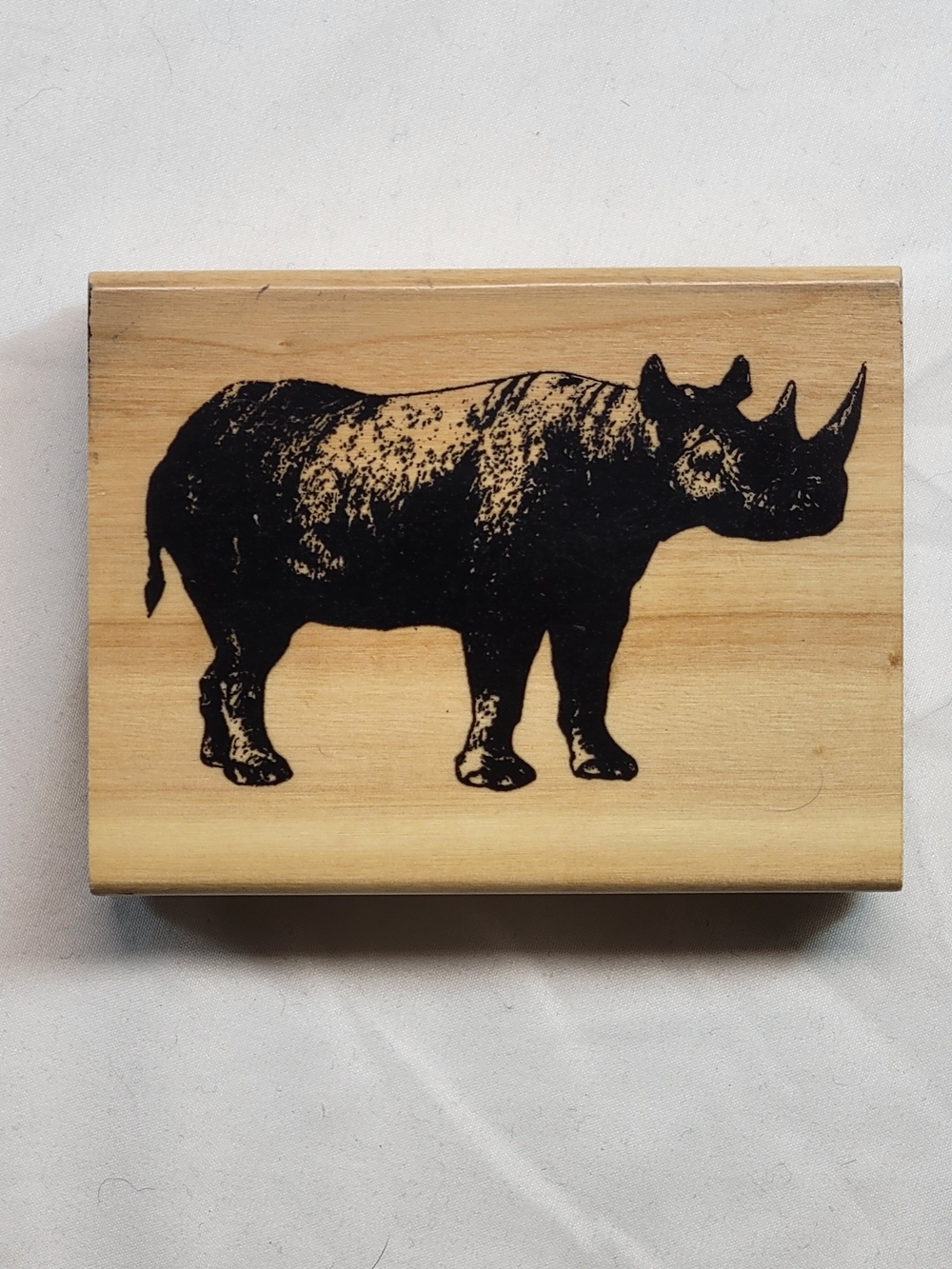 Vintage Anita’s Sugarloaf Rhinoceros Rubber Stamp Large Wood Mounted 4.5" x 3.5"